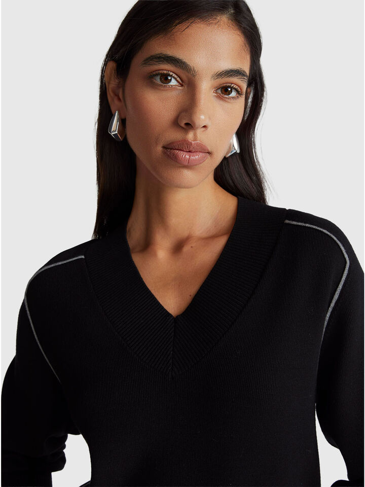 V NECK SWEATER L/S Mulher image number 4